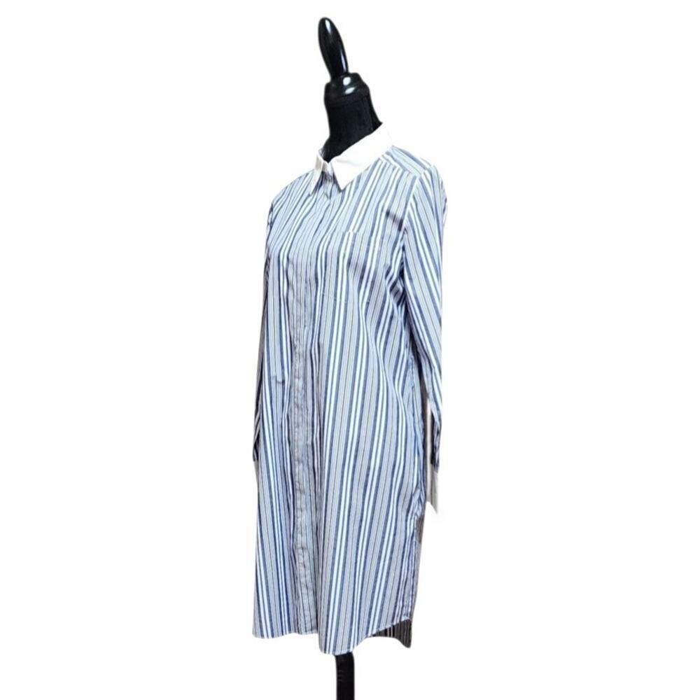 Calvin Klein Womens Size 10 Blue/White Striped Long-Sleeve Button-Up Shirt Dress - Picture 5 of 8